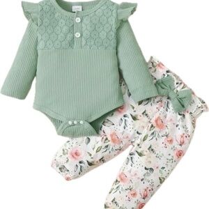 New baby girl 3 piece outfit 3 months